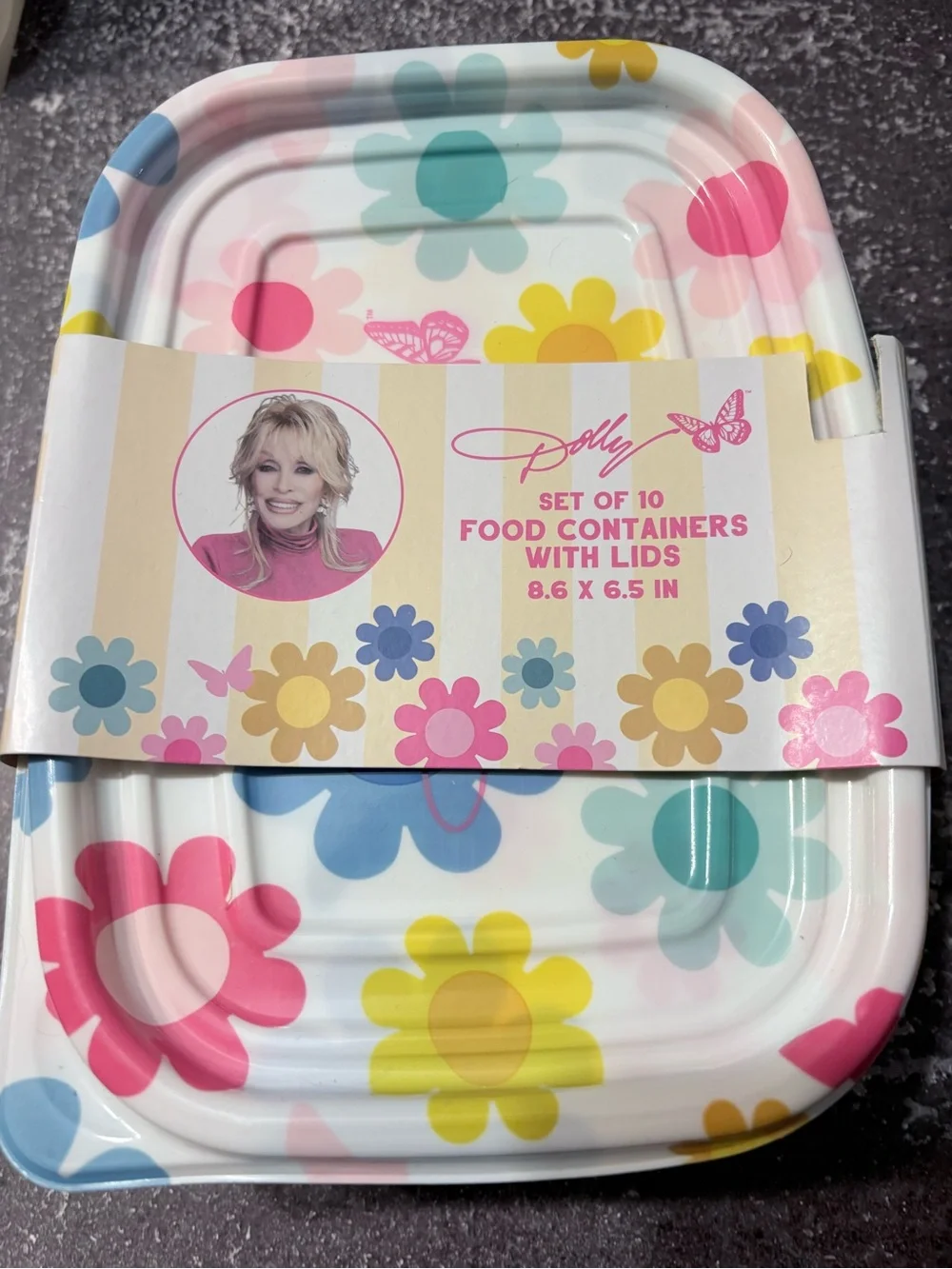 Dolly Parton Floral Food StoContainers w/Lids Set of 10 Retro Flower Kitchen